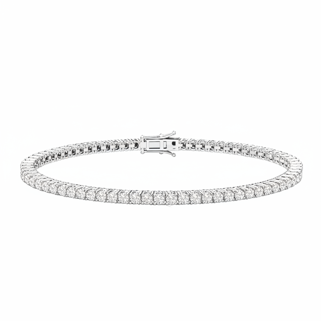 925 Silver Tennis Bracelet - Pure White Background